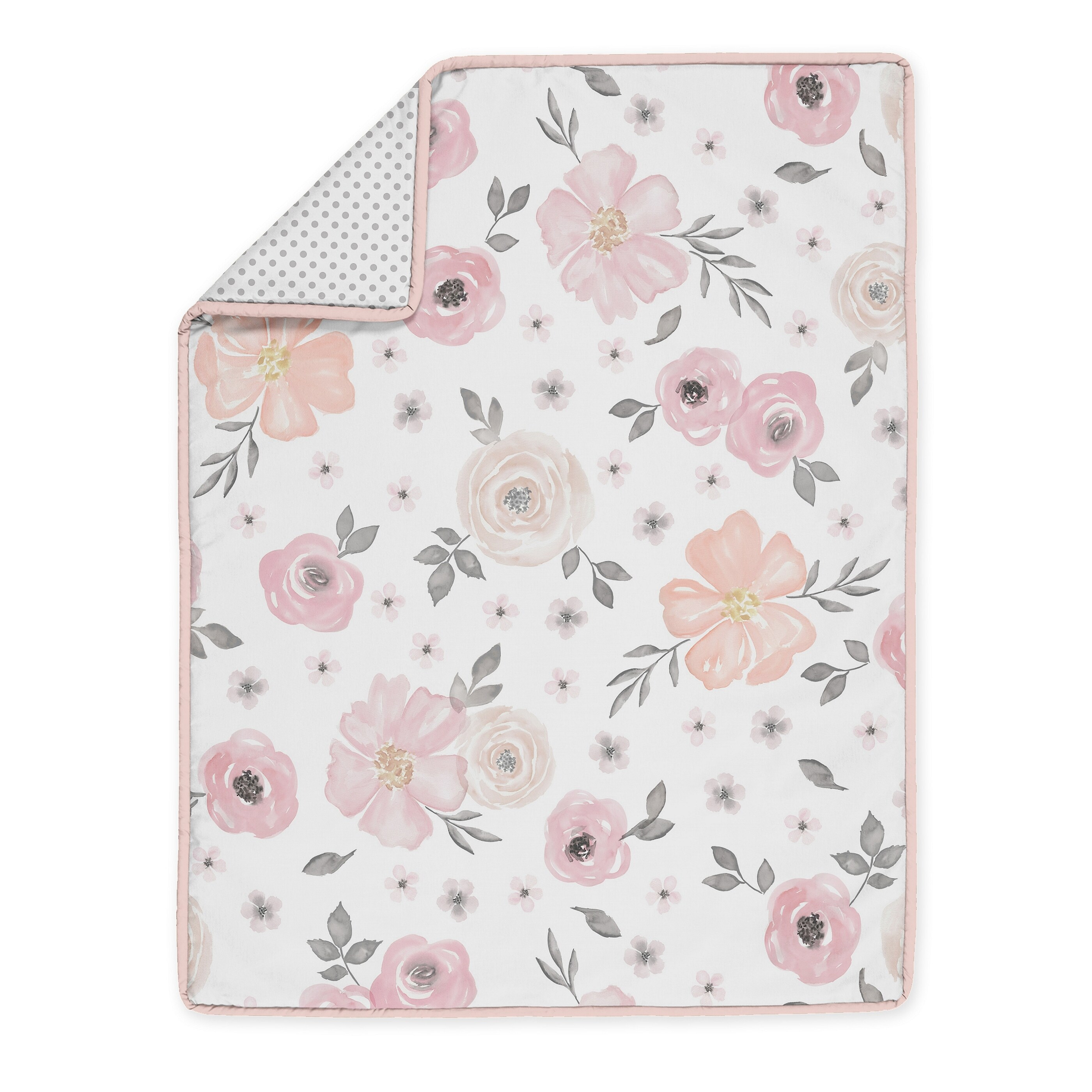Sweet Jojo Designs Blush Pink Grey Boho Floral Girl Baby Crib Bedding Set Infant Nursery BreathableBaby Breathable Mesh Crib Liner Blanket Sheet Skirt
